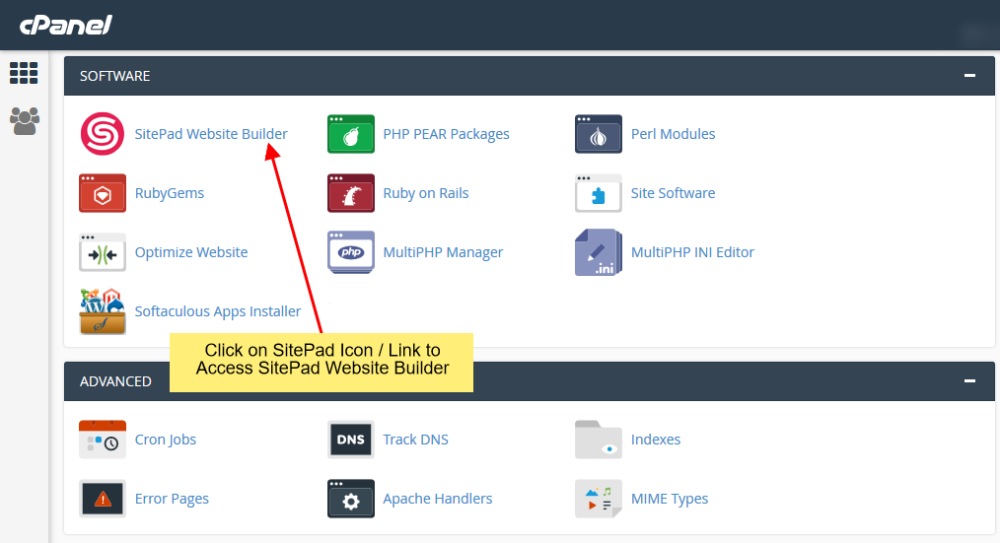 sitepad cpanel